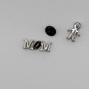 Origami Owl Football Mom with Green Crystal Charm Set